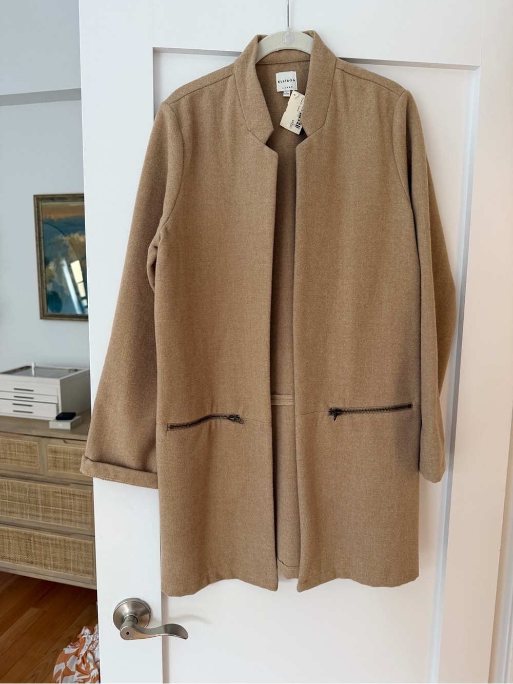 Ellison Camel Trench Coat with Zip Pockets